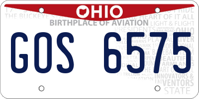 OH license plate GOS6575