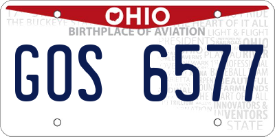 OH license plate GOS6577