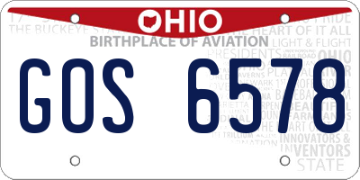 OH license plate GOS6578