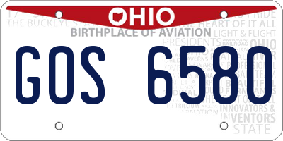 OH license plate GOS6580