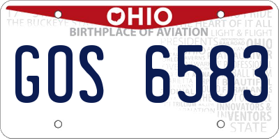 OH license plate GOS6583