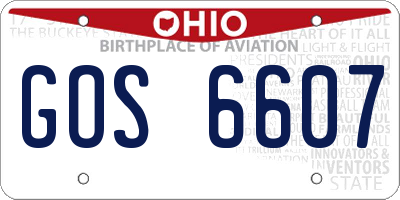 OH license plate GOS6607