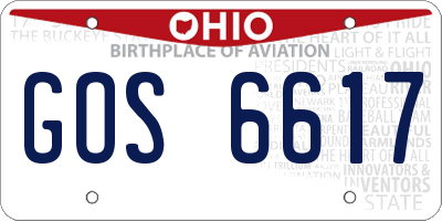 OH license plate GOS6617