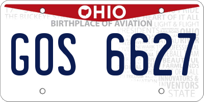 OH license plate GOS6627
