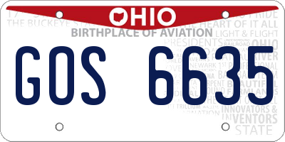 OH license plate GOS6635