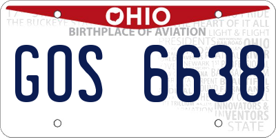 OH license plate GOS6638