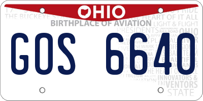 OH license plate GOS6640