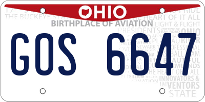 OH license plate GOS6647