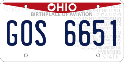 OH license plate GOS6651
