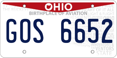 OH license plate GOS6652
