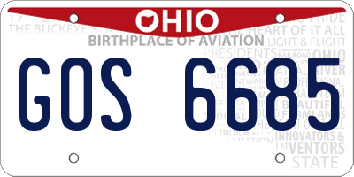 OH license plate GOS6685