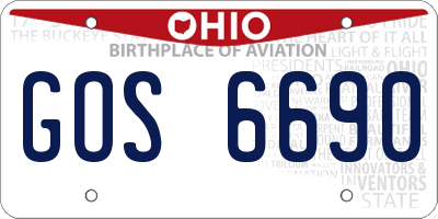 OH license plate GOS6690