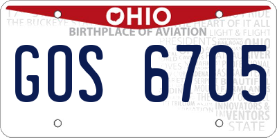 OH license plate GOS6705