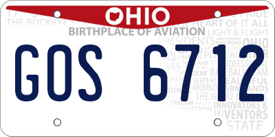 OH license plate GOS6712