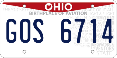 OH license plate GOS6714