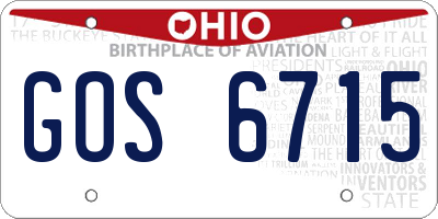 OH license plate GOS6715