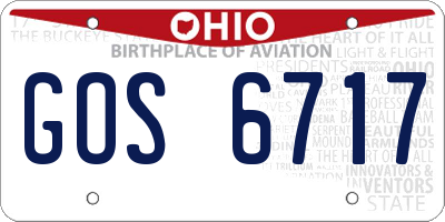 OH license plate GOS6717