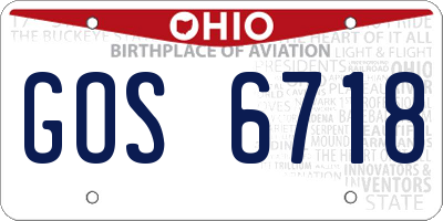 OH license plate GOS6718