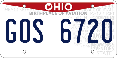 OH license plate GOS6720