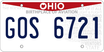 OH license plate GOS6721