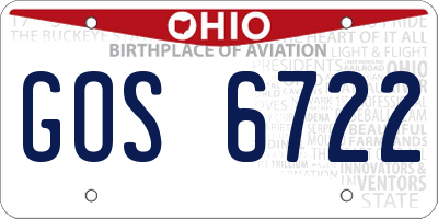 OH license plate GOS6722