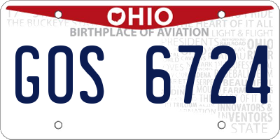 OH license plate GOS6724