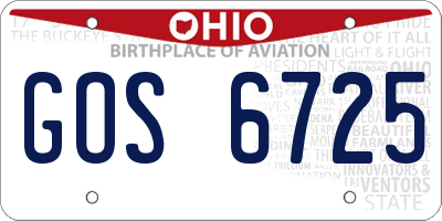 OH license plate GOS6725