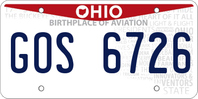 OH license plate GOS6726