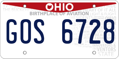OH license plate GOS6728