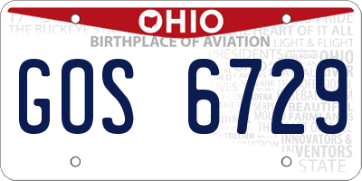 OH license plate GOS6729