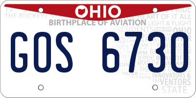 OH license plate GOS6730