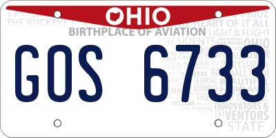 OH license plate GOS6733