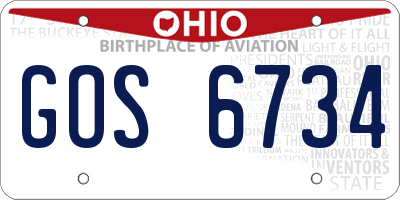 OH license plate GOS6734