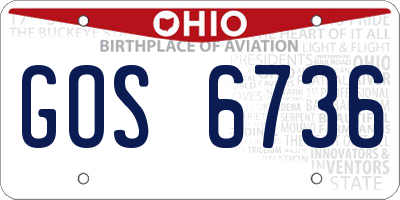 OH license plate GOS6736