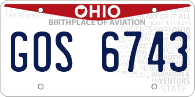 OH license plate GOS6743