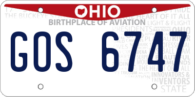 OH license plate GOS6747