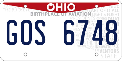 OH license plate GOS6748