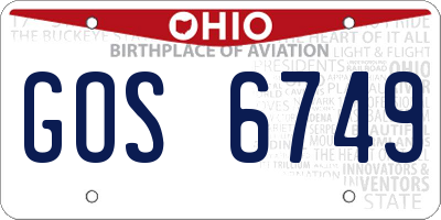 OH license plate GOS6749