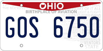OH license plate GOS6750