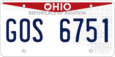 OH license plate GOS6751