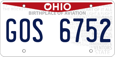 OH license plate GOS6752