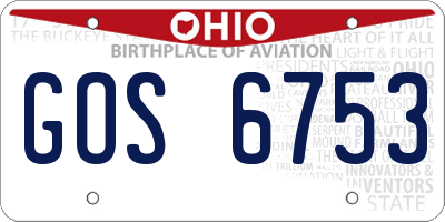 OH license plate GOS6753