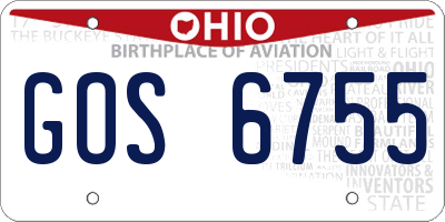 OH license plate GOS6755