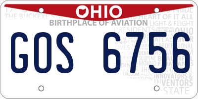 OH license plate GOS6756