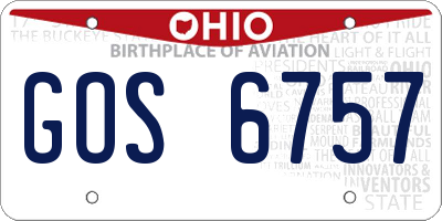 OH license plate GOS6757