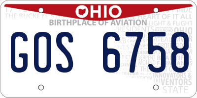 OH license plate GOS6758