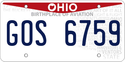 OH license plate GOS6759
