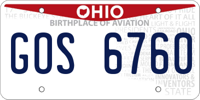 OH license plate GOS6760
