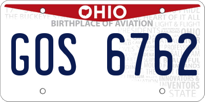OH license plate GOS6762