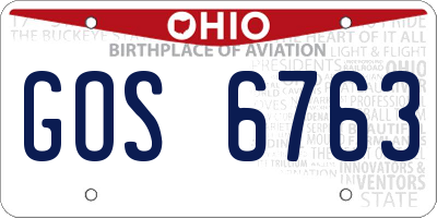 OH license plate GOS6763